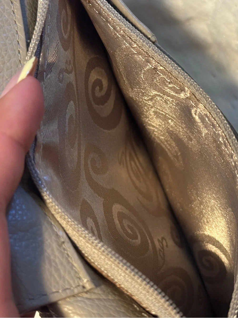 Shimmery Taupe Croc-Textured Wallet
